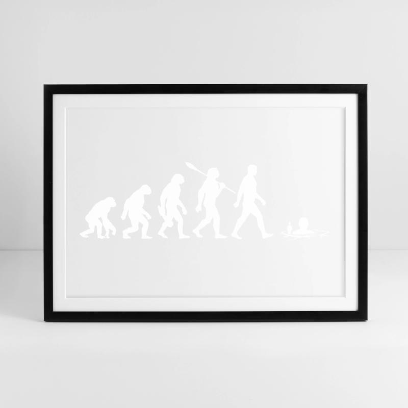 Evolution - Ice baths - Winter bathing - Ice bathing Framed poster (69 × 49 cm)