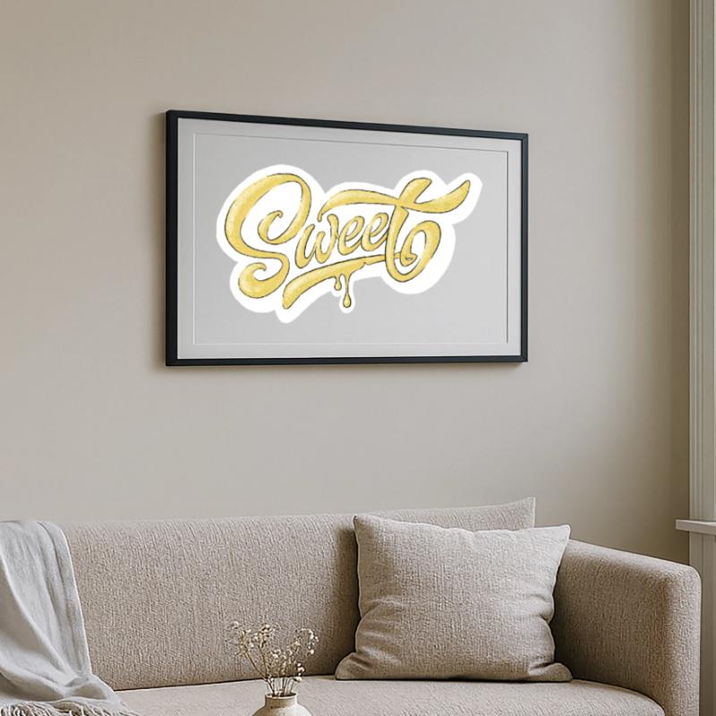 Conception de typographie Sweet Script Affiche encadrée (69 × 49 cm)