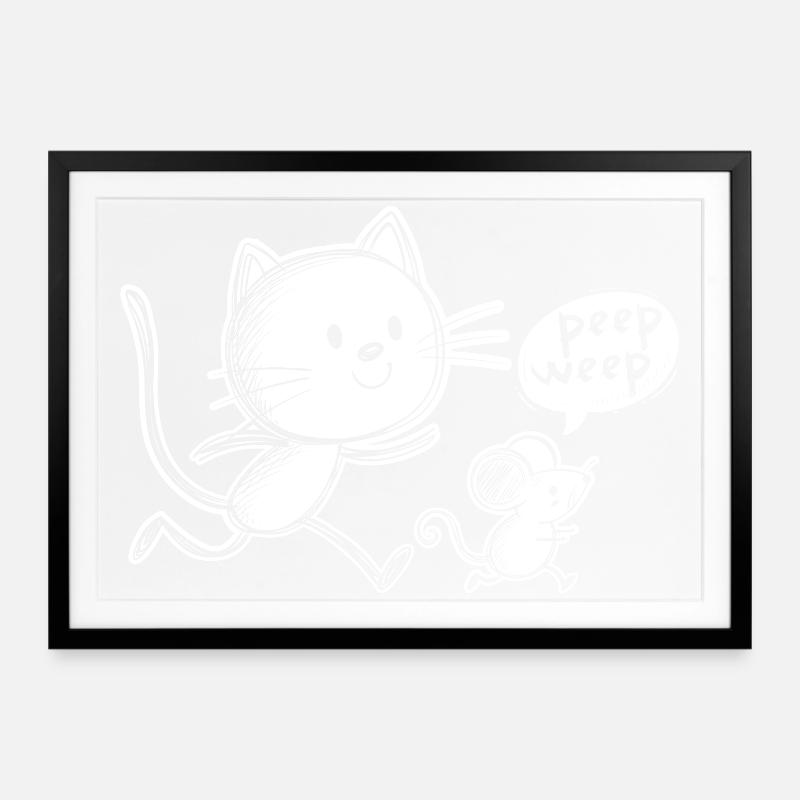 Cat and Mouse - Framed poster (69 × 49 cm) - black