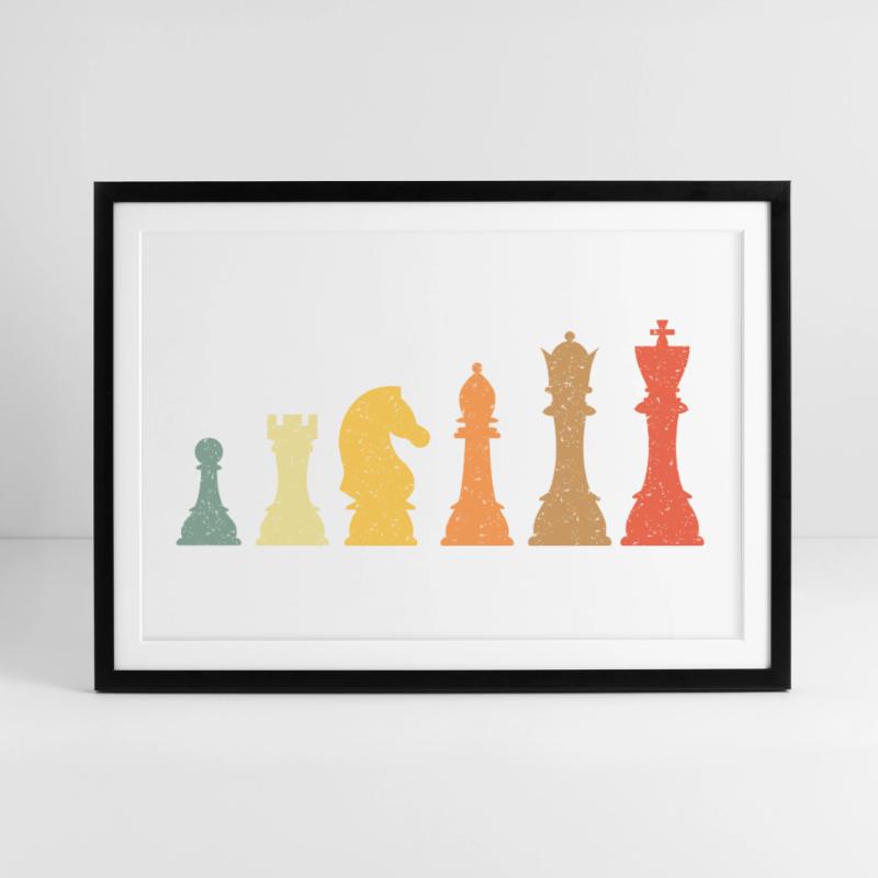 Chess Evolution Vintage Retro Framed poster (69 × 49 cm)