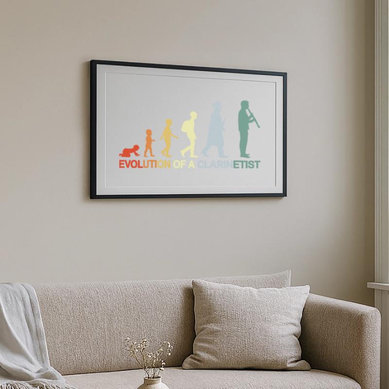 Évolution de la clarinette Affiche encadrée (69 × 49 cm)