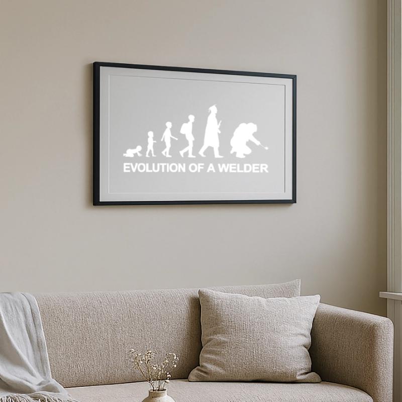 Evolution eines Schweißers Gerahmtes Poster (69 × 49 cm)