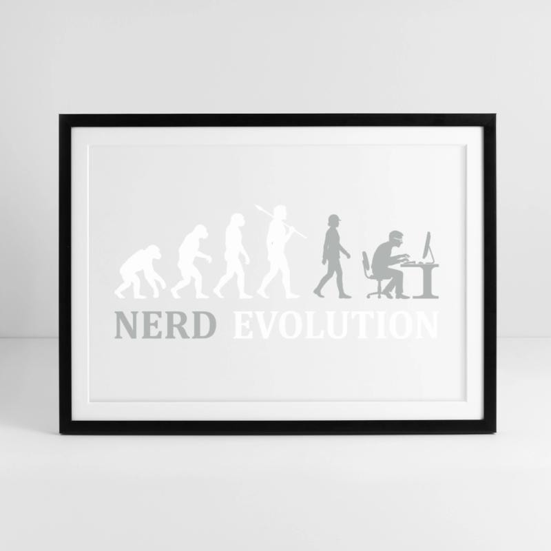 Nerd Evolution – From Monkey to PC Pro Framed poster (69 × 49 cm)