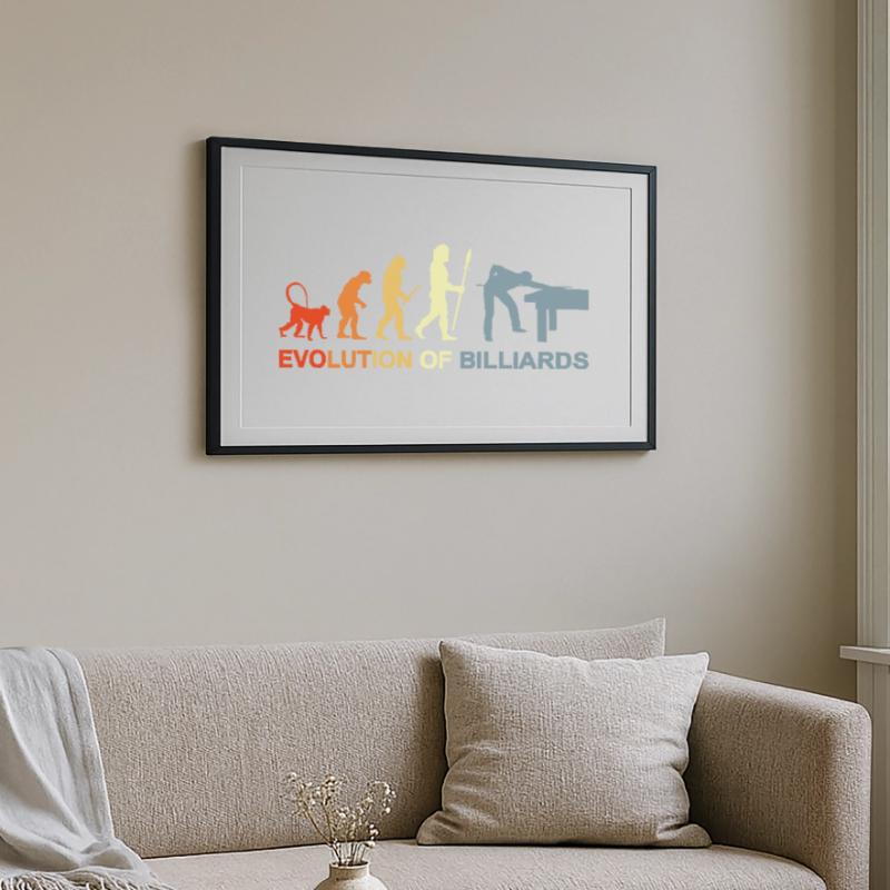 Pool Billiards Evolution Framed poster (69 × 49 cm)