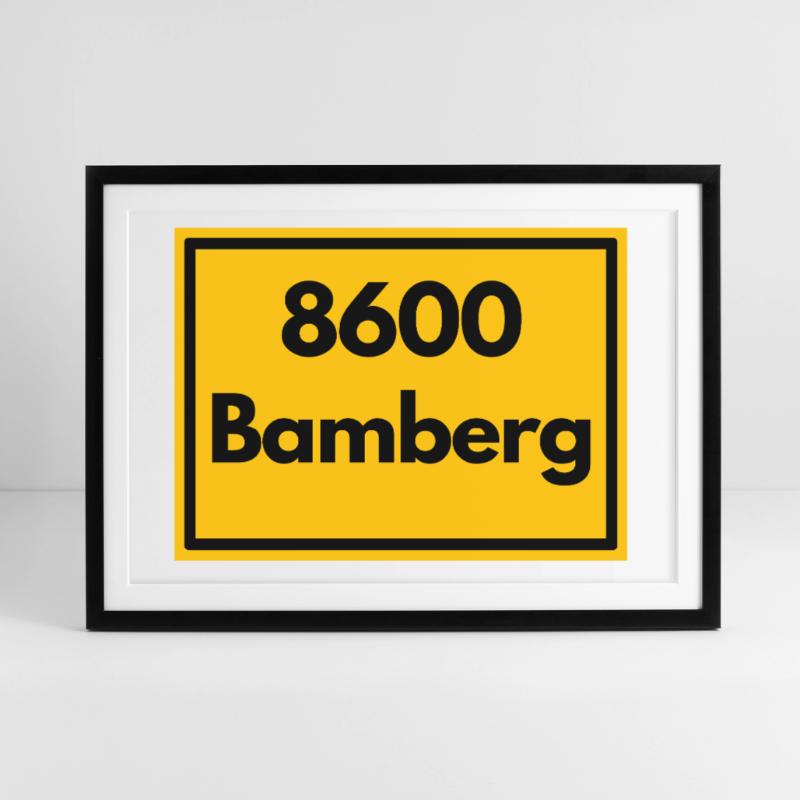 OLD POSTCODE POSTCODE RETRO 8600 BAMBERG FRANKEN Framed poster (69 × 49 cm)