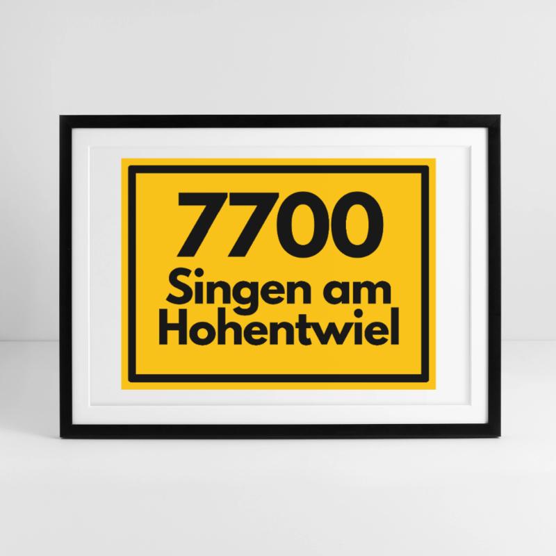 OLD POSTCODE ZIP CODE 7700 SINGEN AM HOHENTWIEL Framed poster (69 × 49 cm)