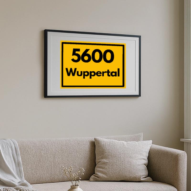 OLD POSTCODE POSTCODE RETRO 5600 WUPPERTAL BERGISH Framed poster (69 × 49 cm)