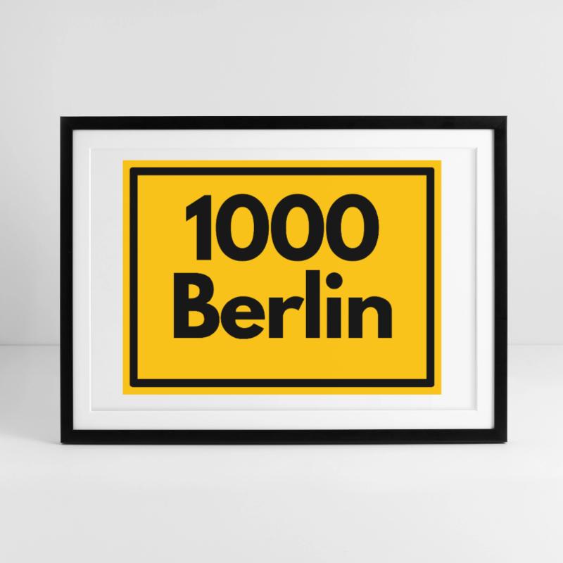 OLD POSTCODE POSTCODE RETRO 1000 BERLIN CAPITAL Framed poster (69 × 49 cm)