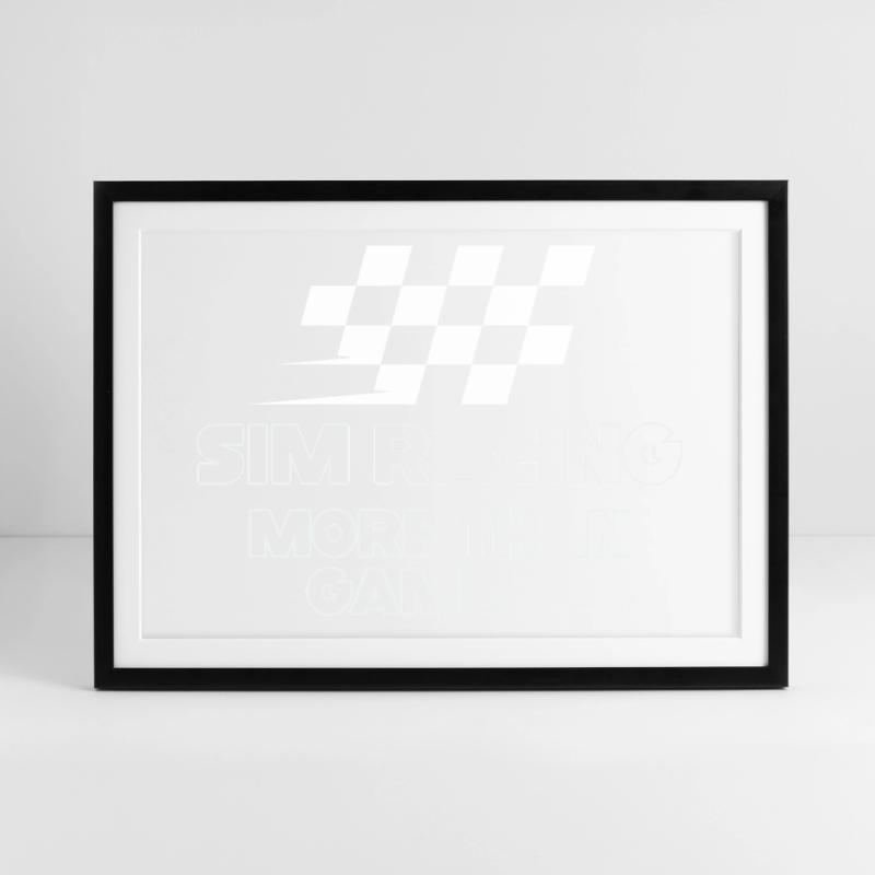 Drapeau de simulation de course : plus que le jeu vidéo Affiche encadrée (69 × 49 cm)