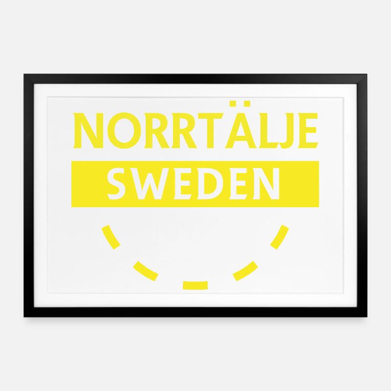 Norrtälje Schweden Rundes Logo - Gerahmtes Poster (69 × 49 cm) - Schwarz