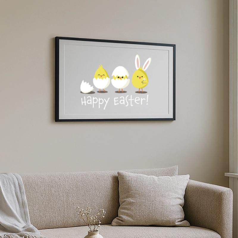 Happy Easter Chick Egg Easter Egg Framed poster (69 × 49 cm)