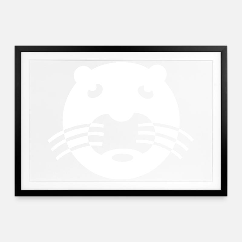 cats snout white Vectorgraphic - Framed poster (69 × 49 cm) - black