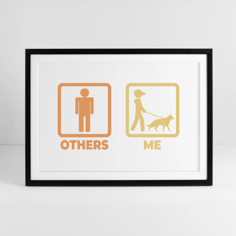 Schäferhund Strichmännchen Gerahmtes Poster (69 × 49 cm)