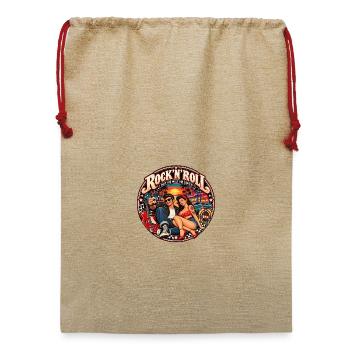 Rock’n’Roll hält die Welt am Laufen - Jute Weihnachtssack  - Beige - Vorne
