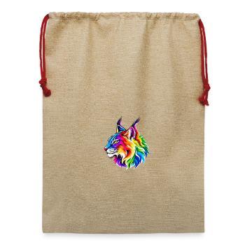 Leuchtender Regenbogen-Luchs - Jute Weihnachtssack  - Beige - Vorne