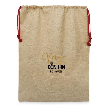 Mama Queen – Elegantes Krönchen-Design | Muttertag - Jute Weihnachtssack  - Beige - Vorne