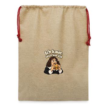 Descartes Burger – Ich kaue, also bin ich - Jute Weihnachtssack  - Beige - Vorne