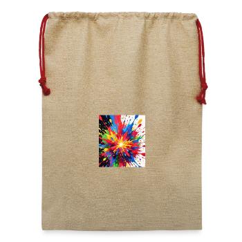 Farbexplosion Druckdesign - Jute Weihnachtssack  - Beige - Vorne