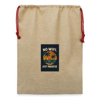 No Wifi, Just Paradise - Jute Weihnachtssack  - Beige - Vorne