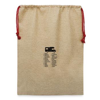 Europa-Checkliste mit Wohnmobil - Jute Weihnachtssack  - Beige - Vorne