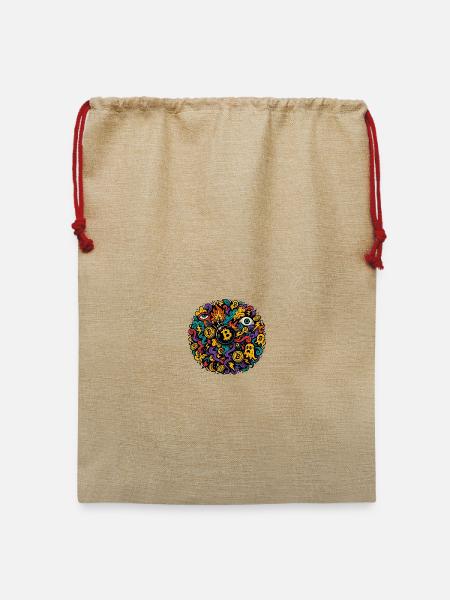 Vulkanischer Bitcoin Chaos Design - Jute Weihnachtssack - Beige