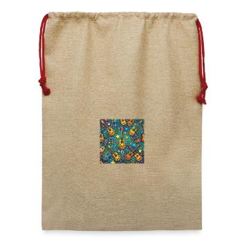 Psychedelische Gitarre Im 60er Hippie Stil - Jute Weihnachtssack  - Beige - Vorne