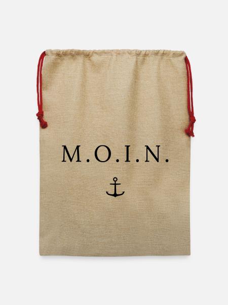 Moin Hamburg, Bremen, Sylt, Nordsee, Flensburg - Jute Weihnachtssack  - Beige