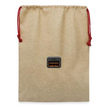 USB-MODE - Jute Weihnachtssack  - Beige - Vorne