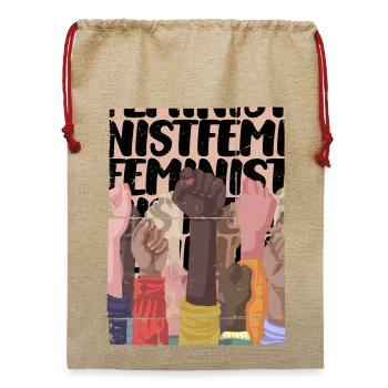 Feministische Faust - Jute Weihnachtssack  - Beige - Vorne