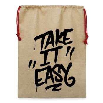 Graffiti Schriftzug TAKE IT EASY - Jute Weihnachtssack  - Beige - Vorne