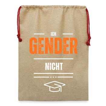 Ich Gender Nicht Statement Shirt - Jute Weihnachtssack  - Beige - Vorne