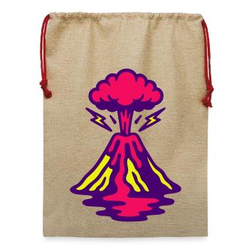 Vulkan Pop Art - Jute Weihnachtssack  - Beige - Vorne