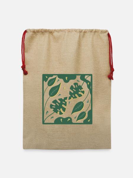 Tropische Blättersilhouette - Jute Weihnachtssack - Beige