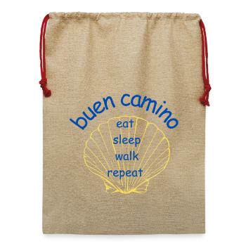 Buen Camino Shell Eat Sleep Walk - Jute Weihnachtssack  - Beige - Vorne