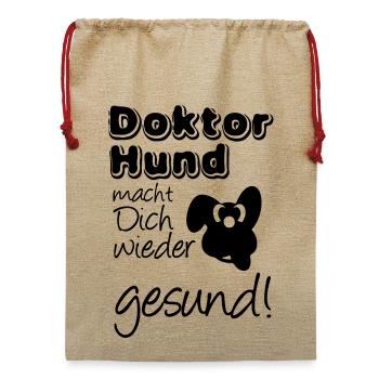 Doktor Hund Tier Haustier Gesundheit Geschenk - Jute Weihnachtssack  - Beige - Vorne