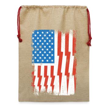 Elektriker US Flagge - Jute Weihnachtssack  - Beige - Vorne