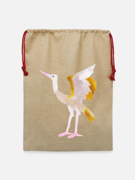 Kranich - Jute Weihnachtssack - Beige