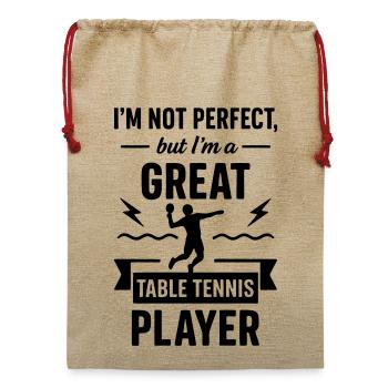 Super Tischtennisspieler Lustig - Jute Weihnachtssack  - Beige - Vorne
