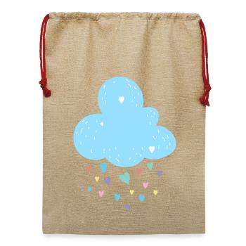 Pastellfarbene Wolkenherzen Dusche - Jute Weihnachtssack  - Beige - Vorne
