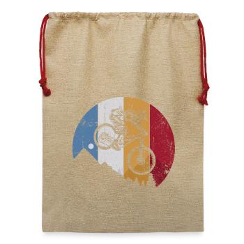 Duale MTB-Silhouette quer über die Streifen - Jute Weihnachtssack  - Beige - Vorne