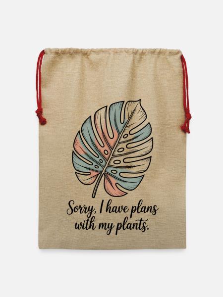 Lustiger Pflanzeneltern – Monstera Botanischer Garten - Jute Weihnachtssack - Beige