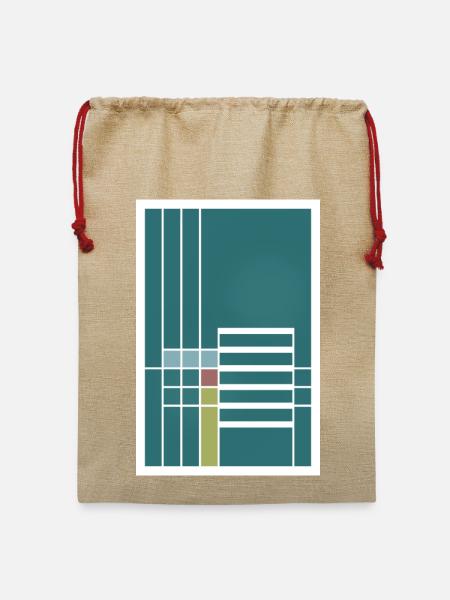 grafisches Poster im Bauhaus-Stil 003 - Jute Weihnachtssack - Beige