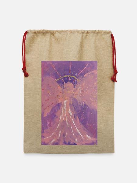 Erzengel Chamuel - Engel der Liebe - Engelbild - Jute Weihnachtssack - Beige
