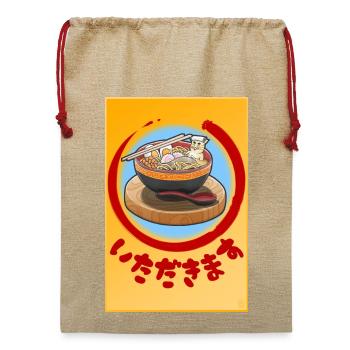RamenCat - Poster - Jute Weihnachtssack  - Beige - Vorne