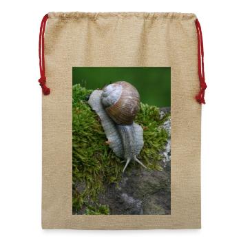 Flüstern der Schnecke im Moos - Jute Weihnachtssack  - Beige - Vorne
