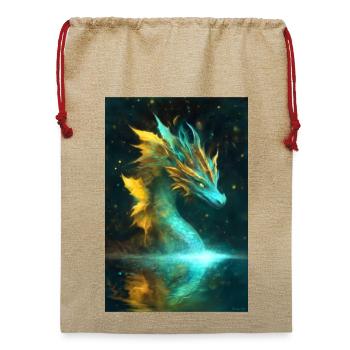 Wasserdrache Fantasy - Jute Weihnachtssack  - Beige - Vorne