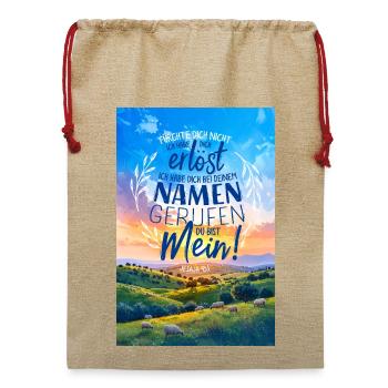 Bei deinem Namen gerufen - Bibelvers Lettering - Jute Weihnachtssack  - Beige - Vorne