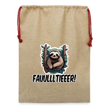 Niedliches Faultier Waldfreund Design - Jute Weihnachtssack  - Beige - Vorne