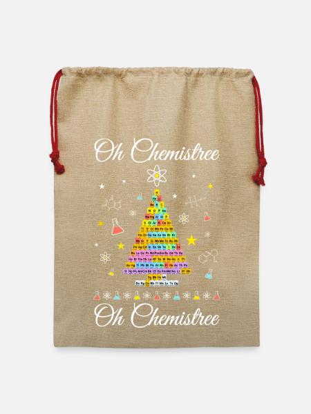 Chemistree aktuelles Periodensystem Weihnachtsbaum - Jute Weihnachtssack  - Beige