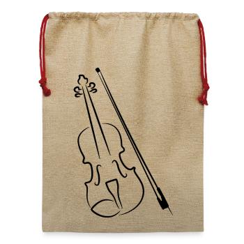 Geige und Bogen - Jute Weihnachtssack  - Beige - Vorne